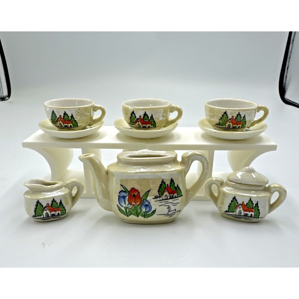 Vintage Miniature Tea Set Made in Japan Hand Painted 10‎ Pc